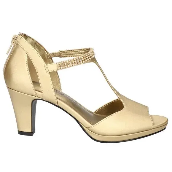 easy street | Shoes | Easy Street Womens Flash Dress Sandals Gold Satin  Size 8m | Poshmark